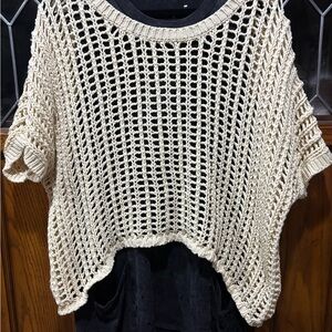 HYFVE Open-Knit Cream Poncho Sweater